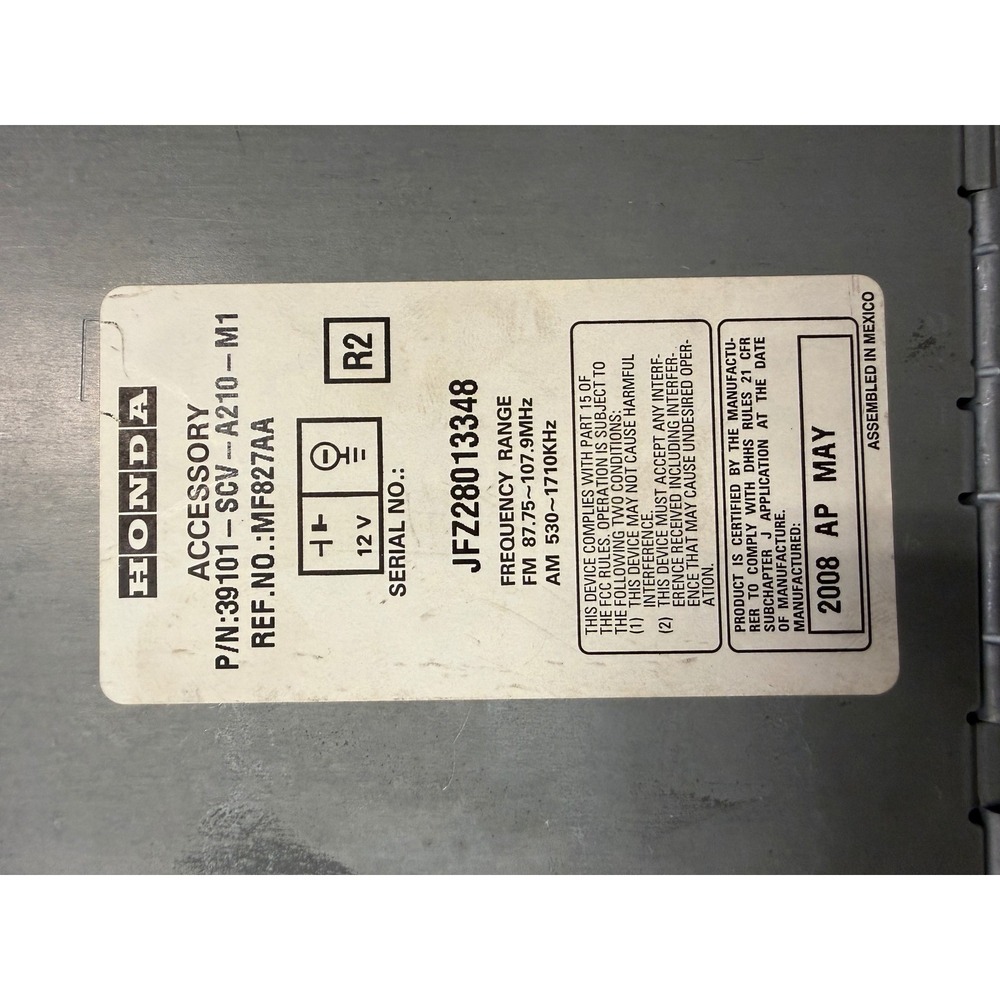 2007-2011 Honda Element Radio CD MP3 WMA Player OEM 39101-SCV-A210-M1 w/ CODE - Picture 8 of 8